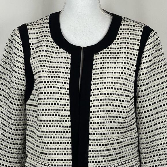 LOFT Black Cream Bold Print Career Office Jacket NWOT Size 14 - Picture 3 of 13